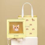  кошка упаковка комплект сумка для покупок (14.5×13.5×9)+ box (12×12×5.5) + сообщение карта + амортизирующий материал / подарок бумажный пакет .. желтый 