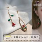 Yahoo! Yahoo!ショッピング(ヤフー ショッピング)レディース ピアス ジュエリーシルバー925 ローズ ばら 薔薇 ゆらゆら ゴールド 金色 アシンメトリー 赤 レッド