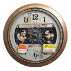 セイコー からくり時計 ディズニータイム ミッキー&ミニー 電波掛け時計 薄茶マーブル模様光沢仕上げ FW561A