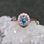 ブルージルコン　リング　ブルージルコン　指輪　ピンクゴールド　キラキラ