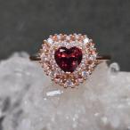 ガーネット　ハート　リング　ガーネット　指輪　ピンクゴールド　キラキラ