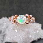 オパールリングオパール指輪ピンクゴ...