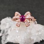 ショッピングルビー ルビー　リボン　リング　ルビー　指輪　ピンクゴールド　キラキラ