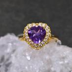 ショッピングハート アメシスト　ハート　リング　アメジスト　指輪　ゴールド　キラキラ