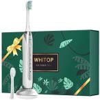 WHITOP CD-01 専門音波電動歯ブラシは、大人に向け、ワイヤレス充電型歯ブラシ、2本のブラシヘッド、4モード、圧力センサー、スマートタイマー、
