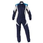 在庫限り：OMP FIRST-EVO SUIT MY2020 ネイビーブルー×シアン(244) レーシングスーツ FIA8856-2018公認 (IA0-1854-B01-244)