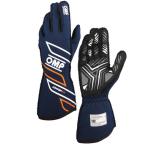 OMP ONE-S GLOVE темно-синий голубой × orange (249) перчатка для гонок FIA легализация 8856-2018 (IB0-0778-A01-249) MY2025