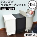 ゴミ箱 キッチン用 おしゃれ 45リットル 分別 ダストボックス 大容量 スリム 縦型 フタ付き 生ゴミ 両開き SOLOW ソロウ ペダルオープンツイン 45L 3個セット