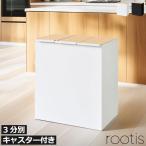 ゴミ箱 おしゃれ キッチン 分別 蓋付きゴミ箱 ごみ箱 スリム 分別ゴミ箱 ゴミ袋ホルダー 袋が見えない 北欧 木目 rootis bokula kakusu+ ダストボックス 3分別