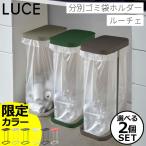 ゴミ箱 分別 おしゃれ キッチン スリム 蓋付き ダストボックス 分別ゴミ袋ホルダー LUCE ルーチェ 2個セット garbage can