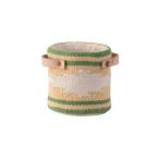 ファブリック プランター/植木鉢 〔ベージュ 幅10cm〕 コットン 本革 インド製 〔ガーデニング用品 園芸用品〕