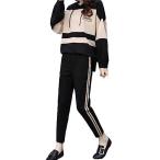 kisos(KISSOS) выставить джерси женский Parker свободно довольно большой casual салон одежда верх и низ в комплекте ( черный, L размер )