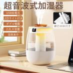 加湿器 超音波式 ダブルノズル USB給電式 2L大容量 湿度表示 小型 卓上 除菌 空焚き防止 LEDライト 乾燥対策 3段階調整 静音 省エネ