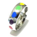 Yahoo! Yahoo!ショッピング(ヤフー ショッピング)316Lサージカルステンレス  レインボー ハート リング 指輪 ASR-23 ボディピアス/ディーピアスとの相性も抜群 ステンレスアクセ