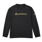 phiten(ファイテン) RAKUシャツ 長袖 ブラック/ゴールド 2XO ユニセックス スポーツ 部活 Tシャツ ロゴ入り