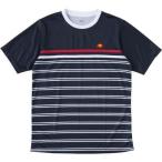 (エレッセ)ellesse テニスウェア 半袖チームクルー  [ユニセックス] ETS0811 NB ネイビー×ボーダー L