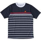 (エレッセ)ellesse テニスウェア 半袖チームクルー  [ユニセックス] ETS0811 NB ネイビー×ボーダー M