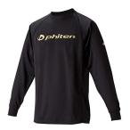 phiten(ファイテン) RAKUシャツ SPORTS 吸汗速乾 長袖 ブラック/金ロゴ LL