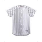 ZETT(ゼット) 野球 ユニフォーム ストライプ メッシュシャツ BU521 ホワイト×ネイビー(1129) L
