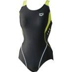 arena(アリーナ) レディース フィットネス水着 サークルバック ワンピース (ぴったりパッド)(着やストラップ) LAR-6205W Bグレイ×Uグリーン×ブラック M