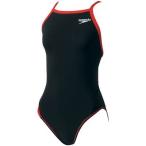 Speedo(スピード) レディース 競泳水着 練習用 ワンピース トレインカットスーツ SD54T01 ブラック×レッド Sサイズ