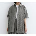 コットンリネンストライプシャツ