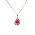 [ムーンレーベル 公式] ルビー ネックレス ダイヤモンド Color Jewels ペンダント ルビー K10 レディース  7月 誕生石DES0411CJ-14000000