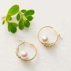 [ムーンレーベル 公式] パール ピアス フープ Petit Leaf パール ピアス K18 レディース 18金 DES0502PTILF000000