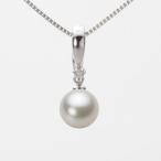 [ムーンレーベル 公式] 一粒 パールネックレス レディース 8.0mm アコヤ 真珠 ペンダント K18WG ホワイトゴールド  HA00080R13NW0334W0