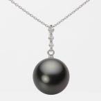 [ムーンレーベル 公式] ブラックパール ネックレス 12mm 黒蝶 真珠 ペンダント K18WG ホワイトゴールド レディース NB00012R13PC0797W0