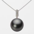 [ムーンレーベル 公式] ブラックパール ネックレス 13mm 黒蝶 真珠 ペンダント K18WG ホワイトゴールド レディース NB00013R13PC01489W