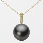 [ムーンレーベル 公式] ブラックパール ネックレス 13mm 黒蝶 真珠 ペンダント K18 イエローゴールド レディース NB00013R13PC01489Y