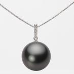 [ムーンレーベル 公式] ブラックパール ネックレス 13mm 黒蝶 真珠 ペンダント K18WG ホワイトゴールド レディース NB00013R13PC01495W