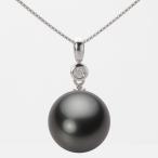 [ムーンレーベル 公式] ブラックパール ネックレス 13mm 黒蝶 真珠 ペンダント K18WG ホワイトゴールド レディース NB00013R13PC0725W0