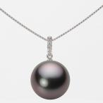 [ムーンレーベル 公式] ブラックパール ネックレス 13mm 黒蝶 真珠 ペンダント K18WG ホワイトゴールド レディース NB00013R13RB01495W