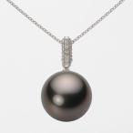 [ムーンレーベル 公式] ブラックパール ネックレス 13mm 黒蝶 真珠 ペンダント K18WG ホワイトゴールド レディース NB00013R23BK01489W