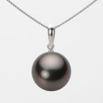 [ムーンレーベル 公式] ブラックパール ネックレス 13mm 黒蝶 真珠 ペンダント K18WG ホワイトゴールド レディース NB00013R23BK01500W