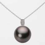 [ムーンレーベル 公式] ブラックパール ネックレス 13mm 黒蝶 真珠 ペンダント K18WG ホワイトゴールド レディース NB00013R23BK0647W0