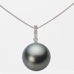 [ムーンレーベル 公式] ブラックパール ネックレス 13mm 黒蝶 真珠 ペンダント K18WG ホワイトゴールド レディース NB00013R23DG01495W