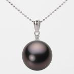 [ムーンレーベル 公式] ブラックパール ネックレス 14mm 黒蝶 真珠 ペンダント K18WG ホワイトゴールド レディース NB00014R12BK0904W0