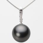 [ムーンレーベル 公式] ブラックパール ネックレス 14mm 黒蝶 真珠 ペンダント K18WG ホワイトゴールド レディース NB00014R13BK0334W0
