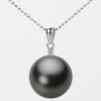 [ムーンレーベル 公式] ブラックパール ネックレス 14mm 黒蝶 真珠 ペンダント K18WG ホワイトゴールド レディース NB00014R13BK0904W0