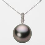 [ムーンレーベル 公式] ブラックパール ネックレス 14mm 黒蝶 真珠 ペンダント K18WG ホワイトゴールド レディース NB00014R22RB01489W