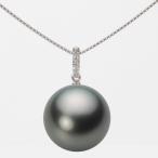 [ムーンレーベル 公式] ブラックパール ネックレス 14mm 黒蝶 真珠 ペンダント K18WG ホワイトゴールド レディース NB00014R23DG01495W