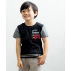 子供服 男の子 Tシャツ 半袖 普段着　通学着　ロゴプリント＆ワッペンつき ブラック グリーン アンドゥーカージョ