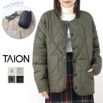 タイオン TAION ミリタリークルーネックダウンジャケット ソフトシェル 104ALSBML-1 キルティング 中綿 ミディアム丈 レディース メンズ アウター 2025秋冬