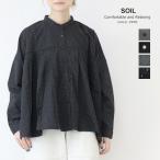 ソイル SOIL ポプリンドットプリントバンドカラーシャツ NSL25532 ギャザー ブラウス 長袖 水玉 レディース 2025秋冬爆買