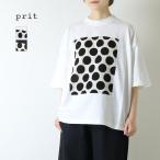 プリット prit 空紡天竺×ムラ糸プリント 5分袖フレームTシャツ P91638 コットン 水玉 ワイド 日本製 レディース 2026春夏