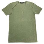新品正規70％OFF COMME CA COLLECTION コムサコレクション Tシャツ M 緑 コットンリネン Vネック 刺繍 タイト