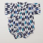 送料無料♪日本製 甚平ロンパース 男の子 矢絣 　オフホワイト生地　80cm（920906-WH）